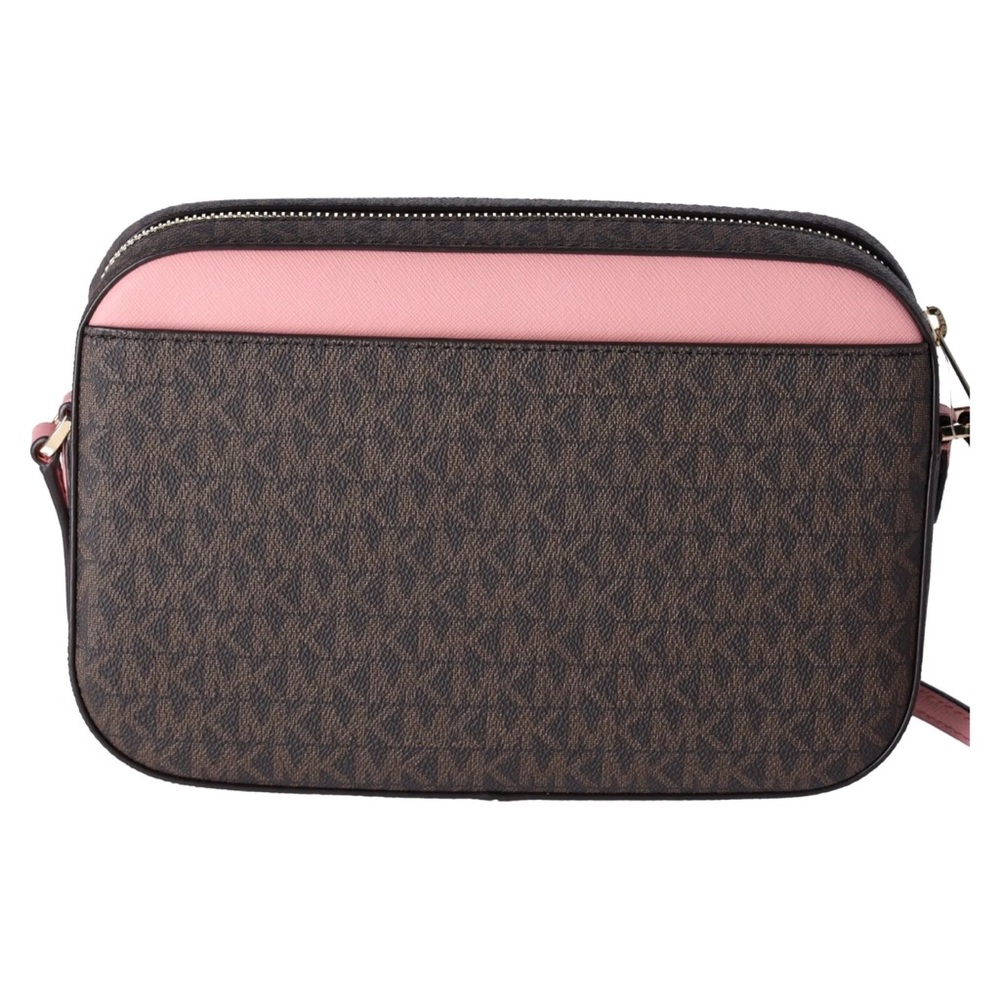 Michael Kors Jet Set Large East West Chain Crossbody Brown MK Primrose Pink - Picture 4 of 9